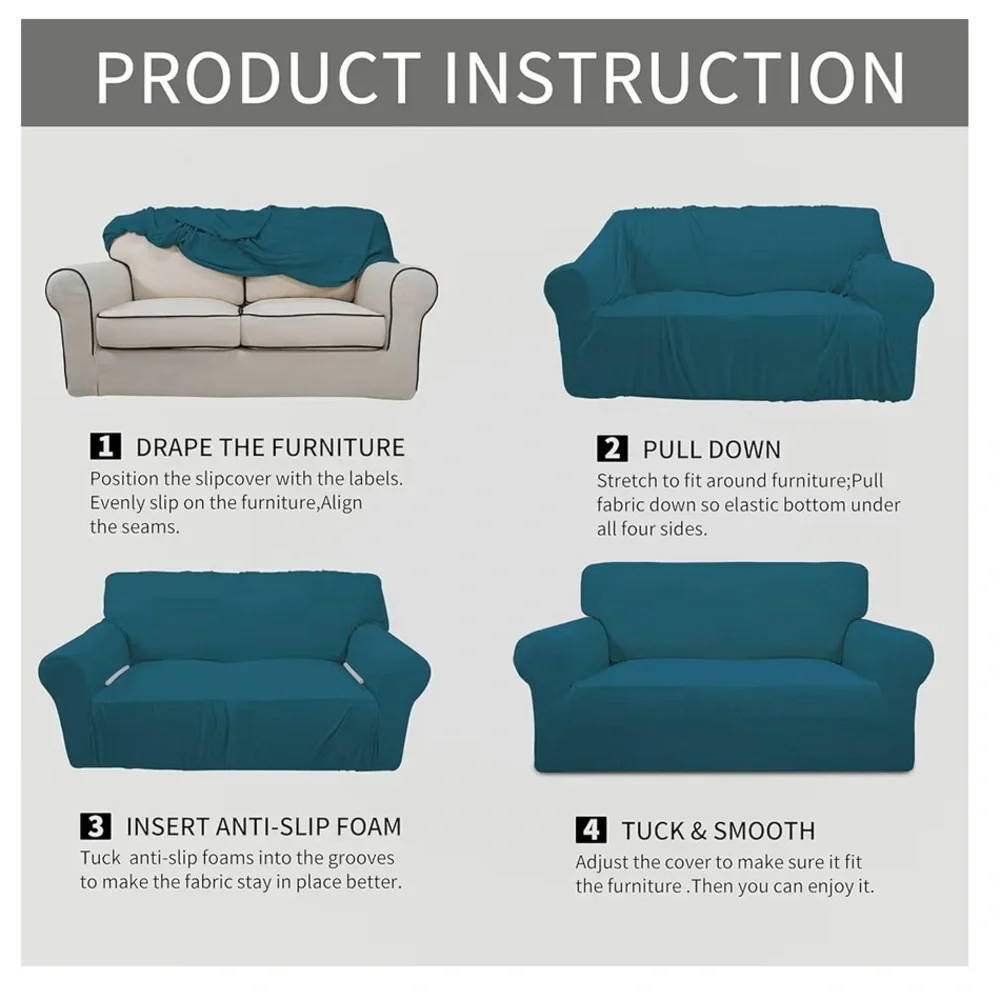 Blue Stretch Slipcover for Loveseat